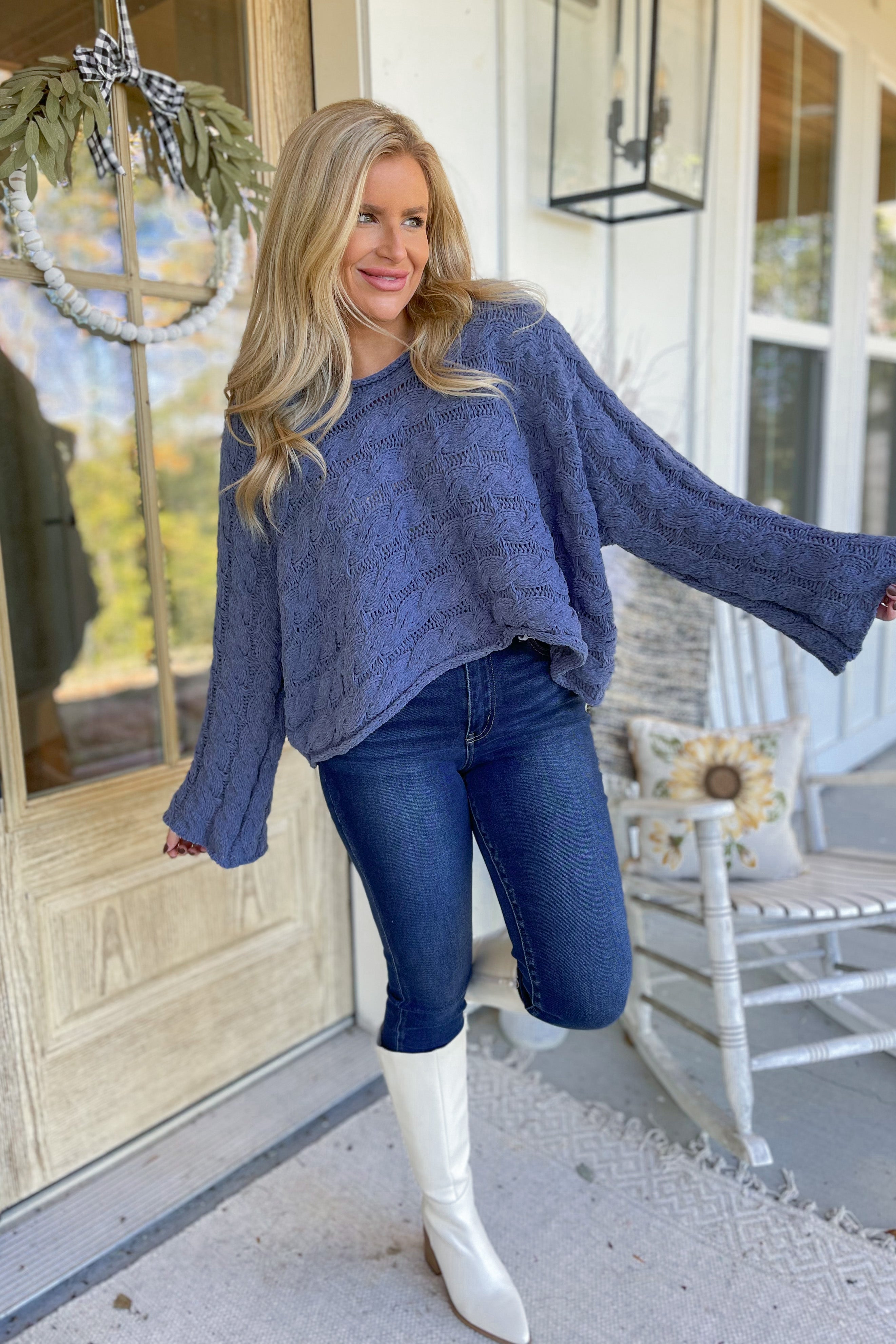 Yvonne Round Neck Full Sleeve Chenille Sweater - Be You Boutique