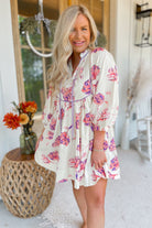 Grayson Floral Print V Neck Dress - Be You Boutique