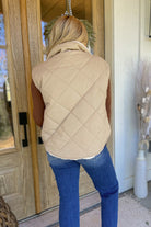 Dennis Zip Up High Collar Sleeveless Quilted Vest - Be You Boutique