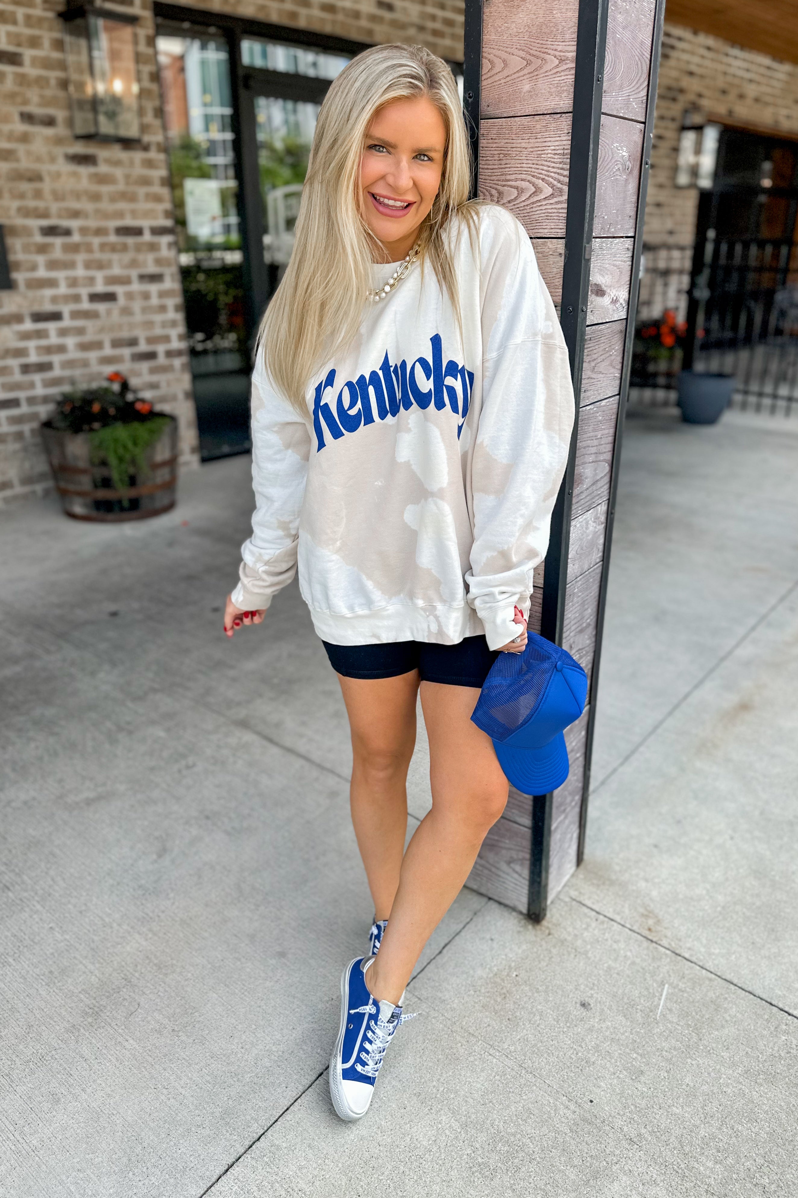 KENTUCKY Bleached Bomba Long Sleeve Graphic Sweatshirt - Be You Boutique