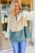 Gregory Tiered Poplin Color Block Long Sleeve Blouse - Be You Boutique