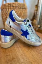 Vintage Havana Denisse 43 Metallic Washed Silver Blue Pop Low Top Sneaker - Be You Boutique