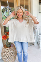 Carrender Short Sleeve Mineral Washed Thermal Knit Top - Be You Boutique