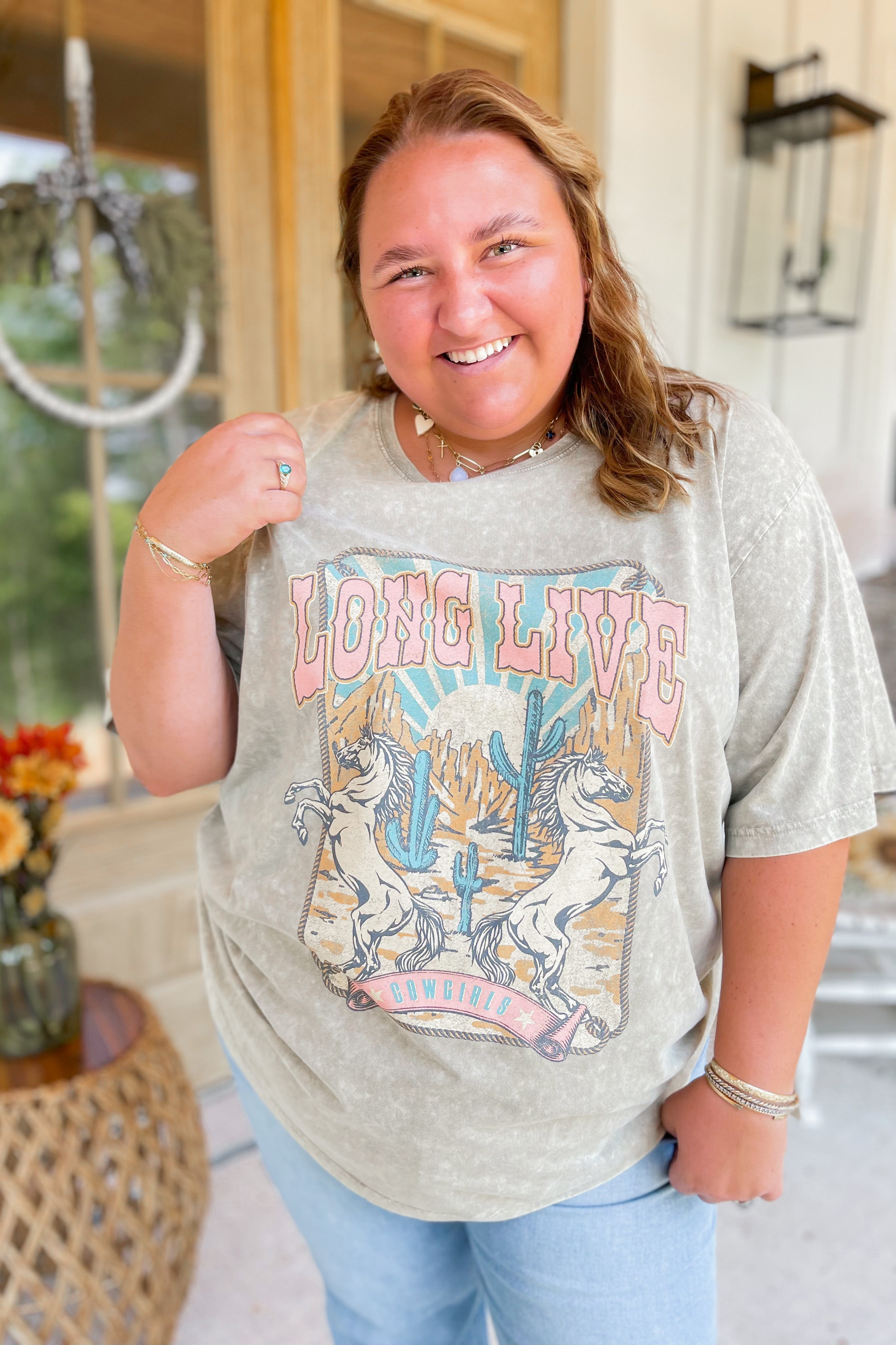 Long Live Cowgirls Vintage Mineral Washed Graphic Tee - Be You Boutique