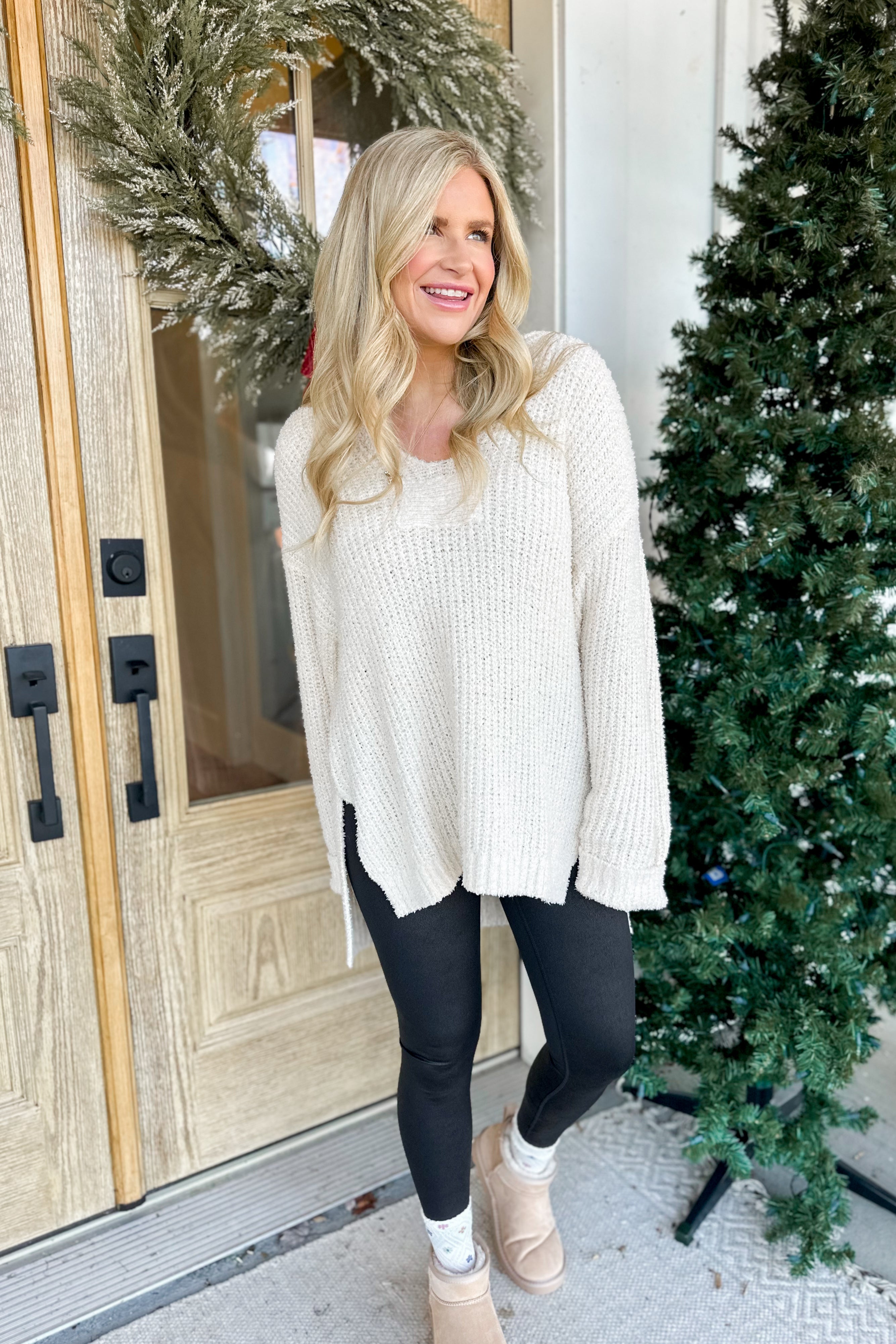 Candy Long Sleeve V Neck Knit Sweater Tunic - Be You Boutique