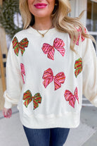 Christmas Sequin Bow Embroidered Oversize Sweatshirt - Be You Boutique