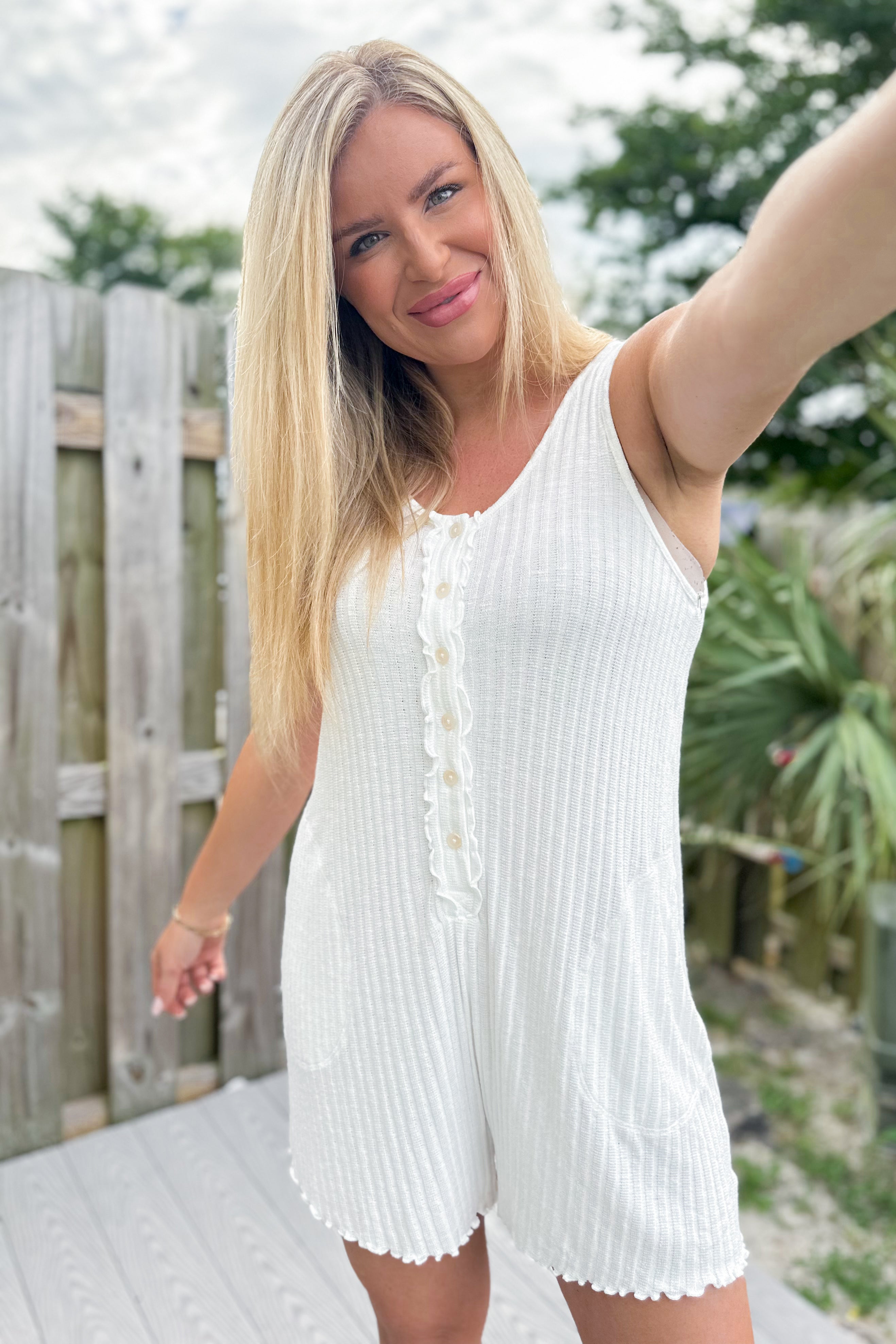 Ocean Drive Sunny White Wide Rib Romper - Be You Boutique