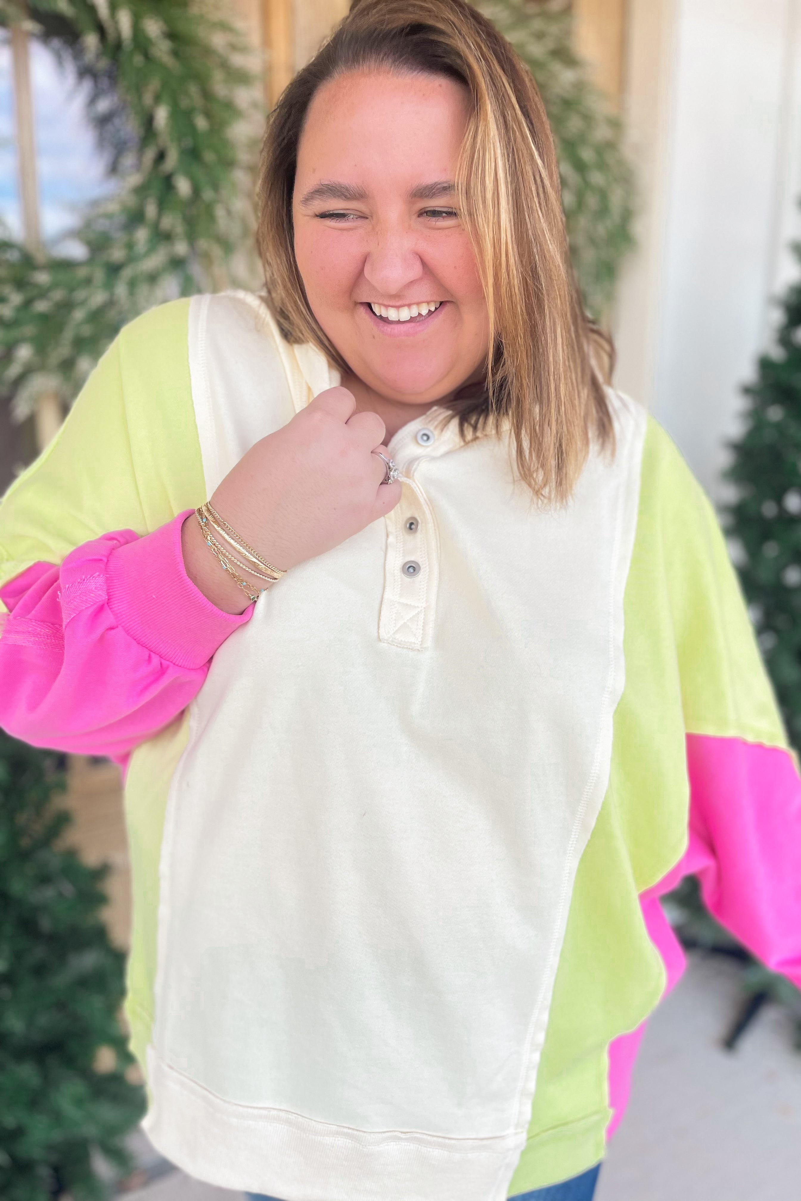 Malia Oversized Color Block Hoodie Top - Be You Boutique