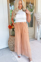 Caris Mineral Washed Upside Down Terry Knit Wide Leg Palazzo Pants - Be You Boutique