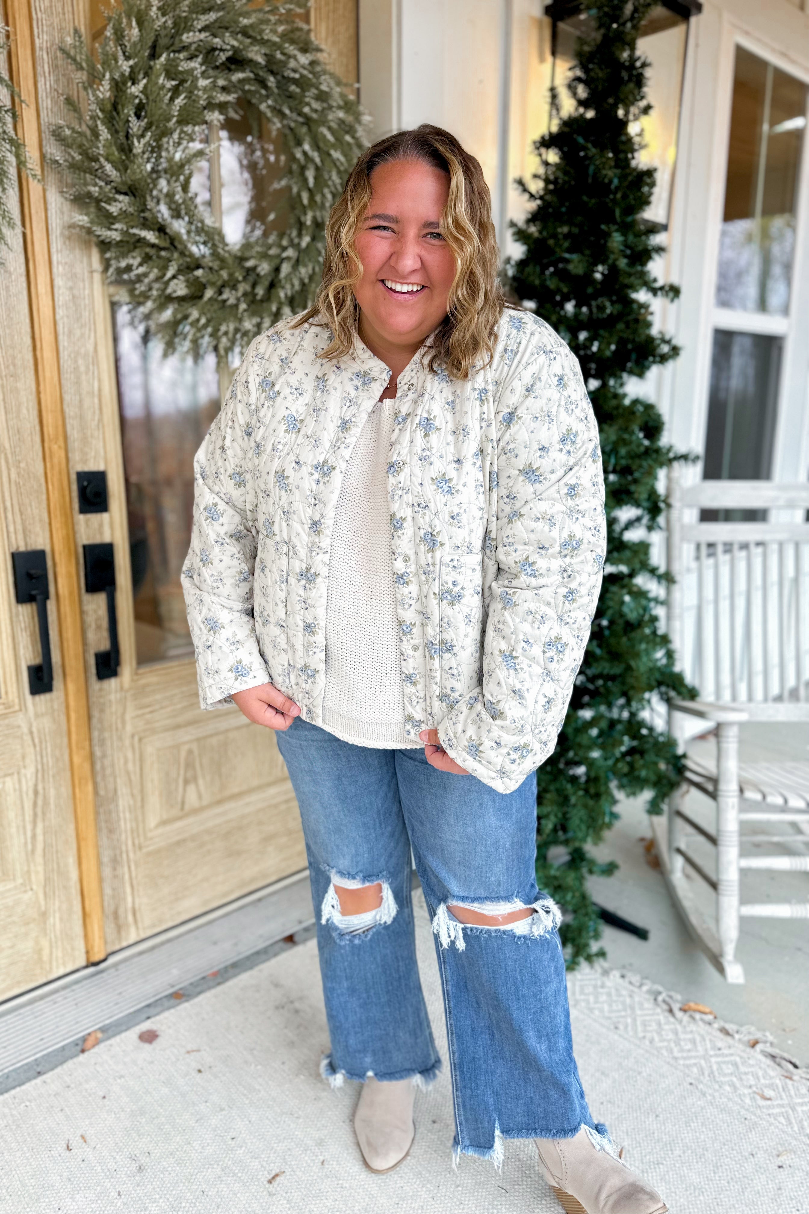 Judson Quilted Floral Button Down Jacket - Be You Boutique