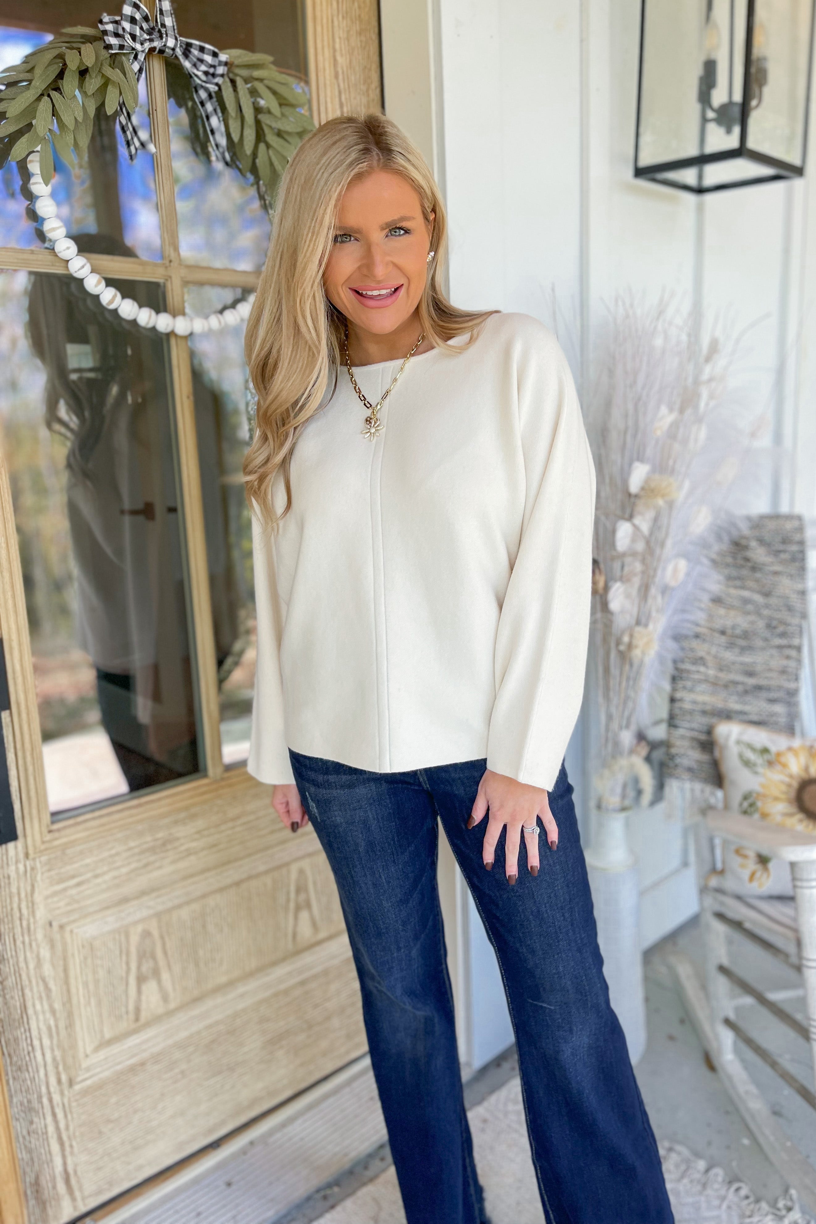 Hurst Long Sleeve Boat Neck Lightweight Sweater - Be You Boutique