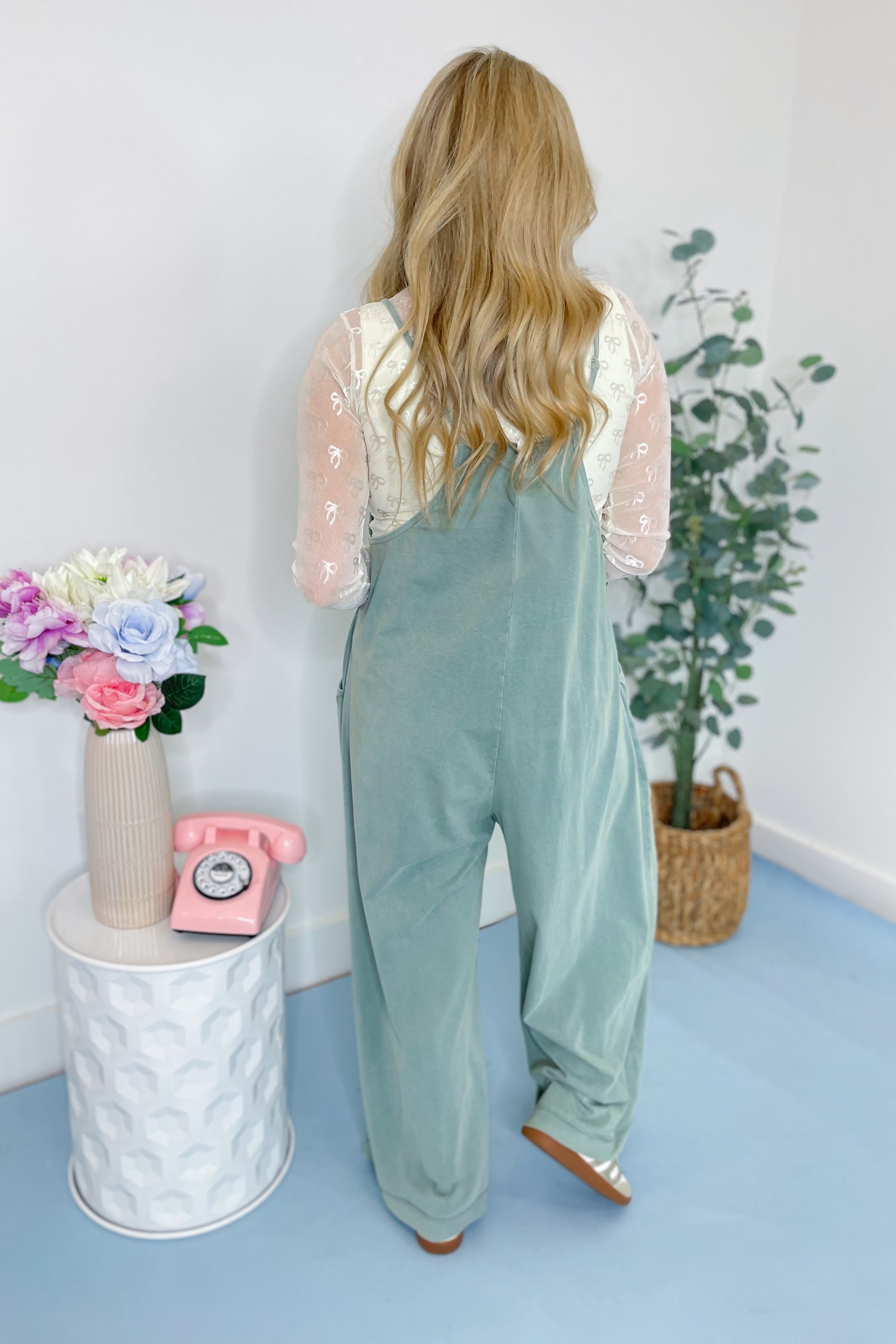 Marjorie Wide Leg Mineral Washed Cotton Span Jumpsuit - Be You Boutique