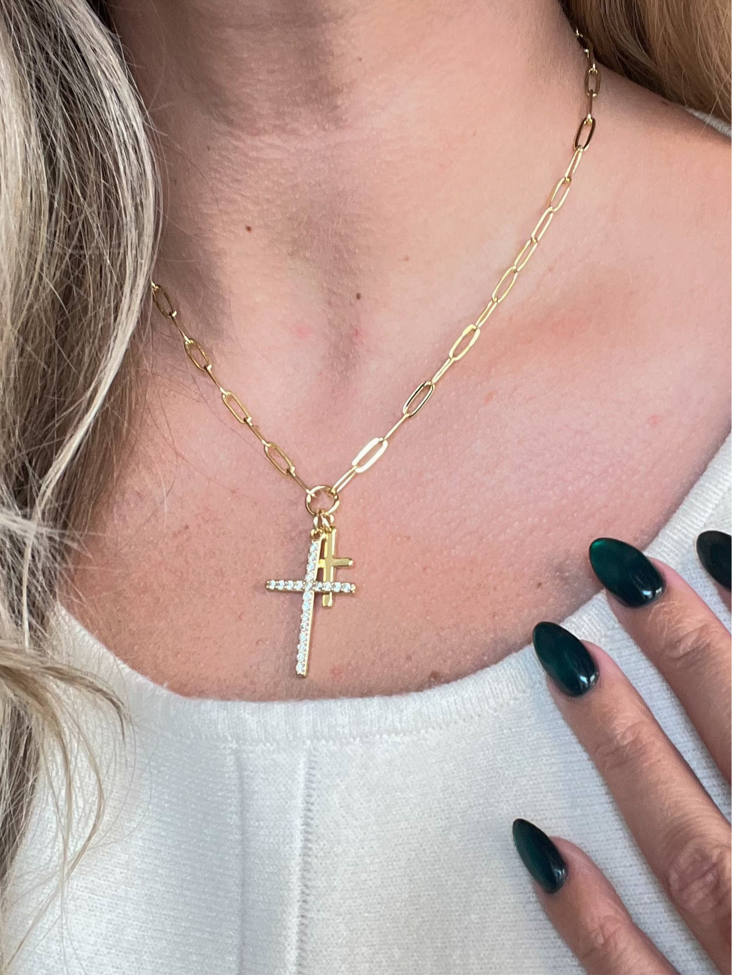 Treasure Jewels Double Cross Necklace - Be You Boutique