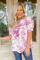 Kimberlee Floral Print V Neck Collared Top - Be You Boutique