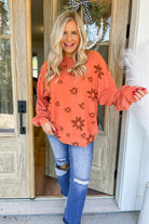 Tuscany Flower Print Washed Botton Jersey Top - Be You Boutique