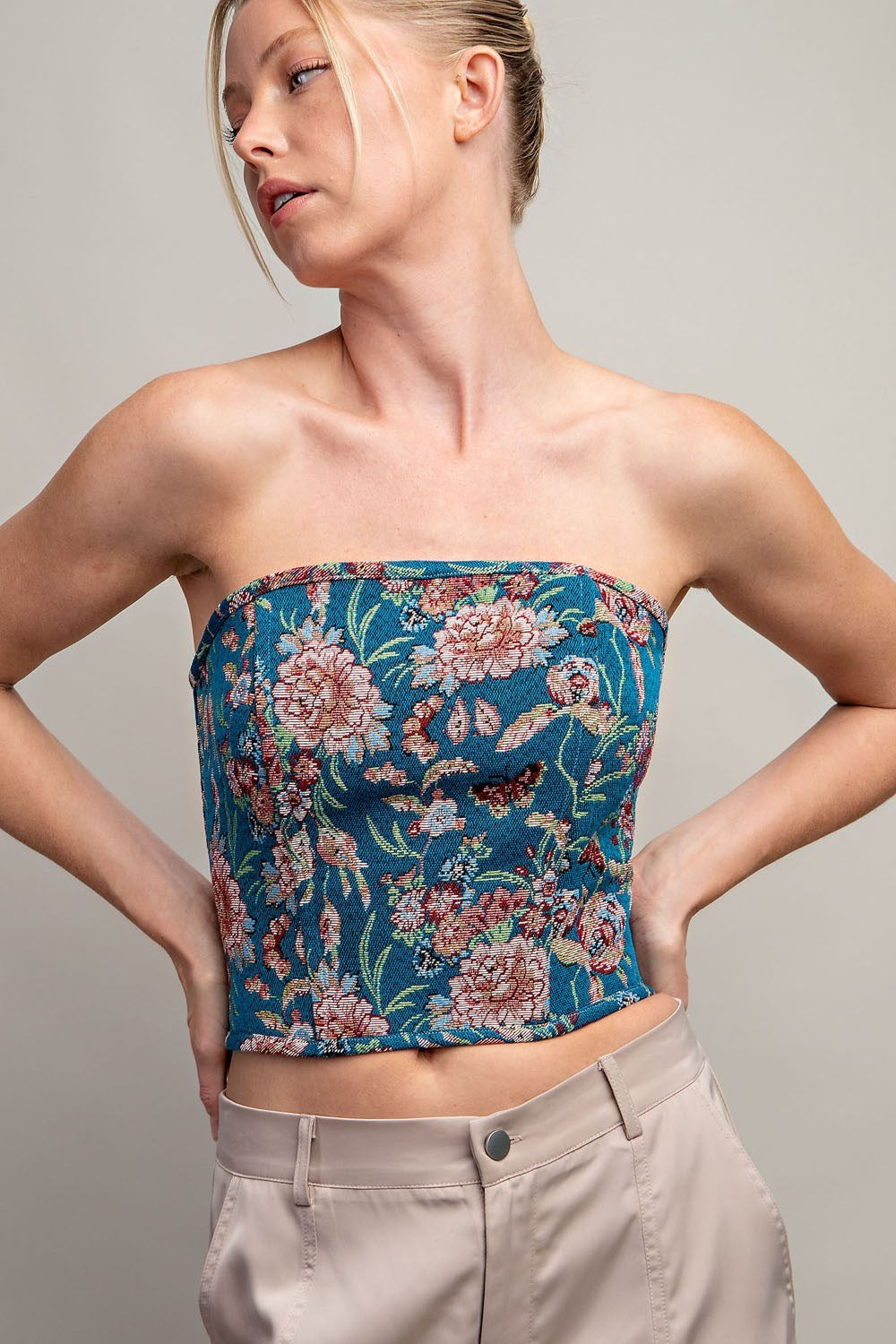 SPRING 2024 Daley Floral Print Corset Tube Top - Be You Boutique