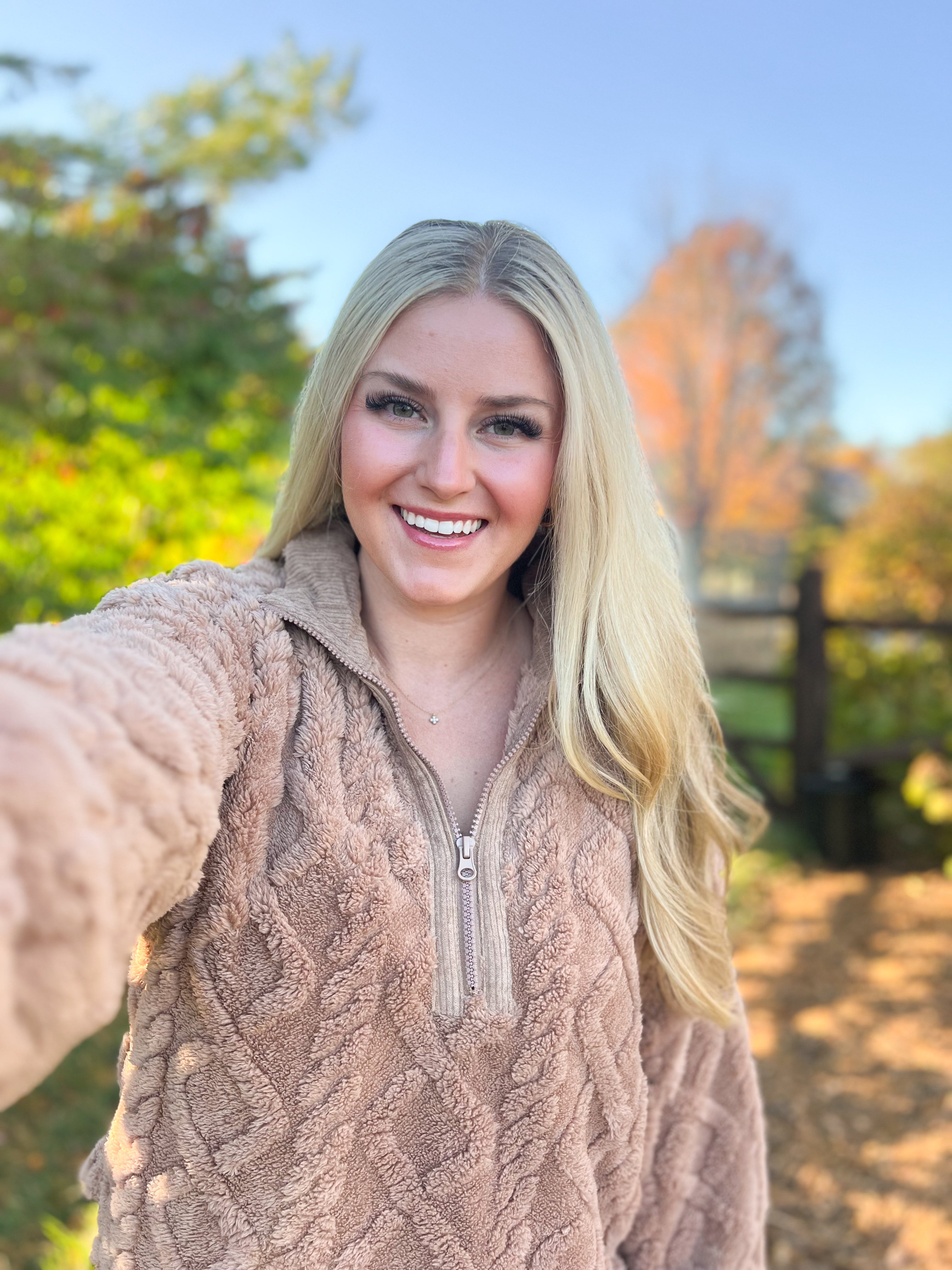 Carrie Fuzzy Fleece Cozy Cable Half Zip Top (3 colors) [S~3X] - Be You Boutique