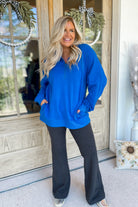 Van Oversized Half Zip Knit Sweatshirt Top - Be You Boutique