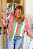 Sam Multicolor Stripe Button Down Collared Top - Be You Boutique