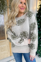 Caroline Floral Pattern Relaxed Fit Long Sleeve Sweater - Be You Boutique