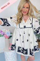 Lyla Floral Stenciled Scalloped Dress - Be You Boutique