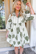 Robert V Neck 3/4 Sleeve Printed Dress - Be You Boutique