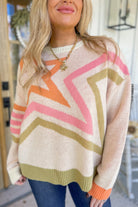 Star Style Patterned Knit Long Sleeve Pullover Sweater - Be You Boutique