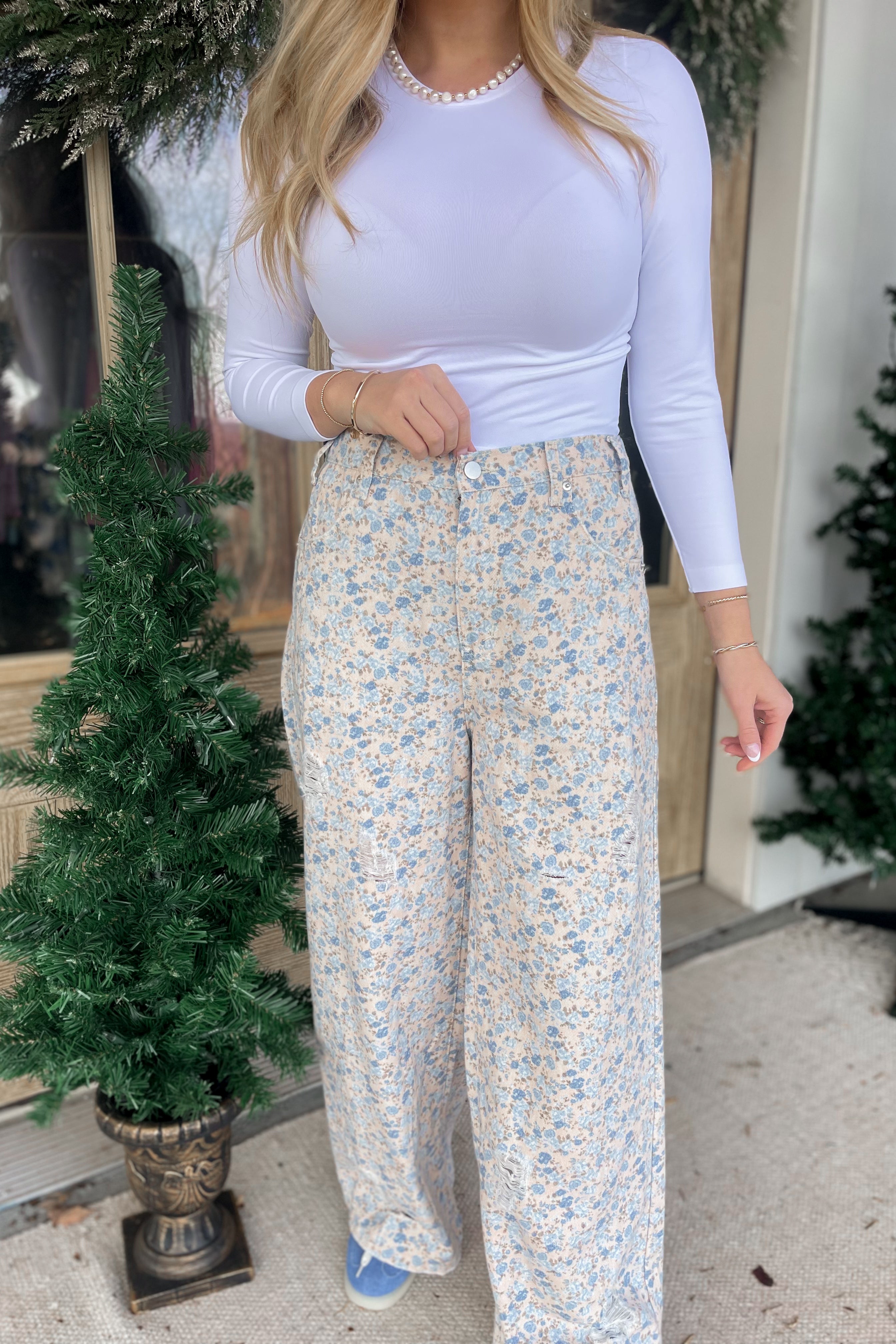 Fanny Floral Print Loose Fit Twill Pants - Be You Boutique