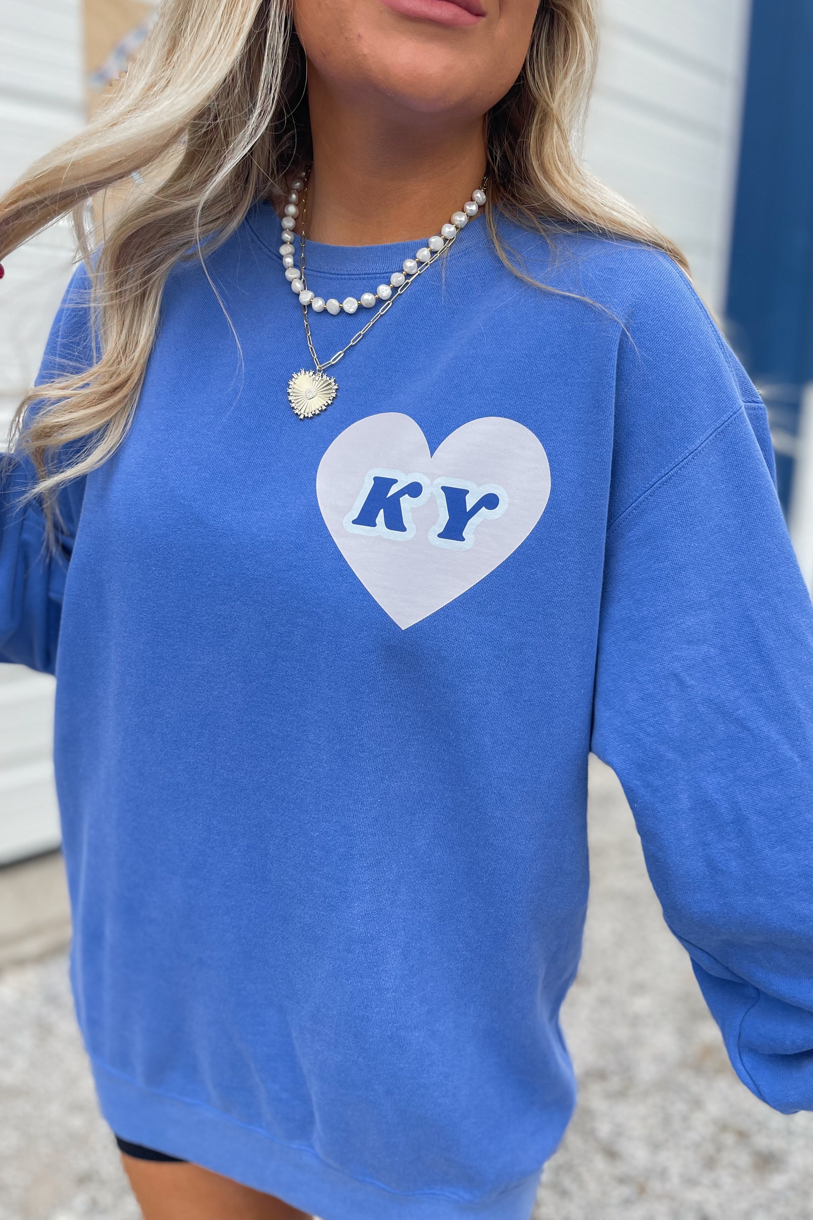 I LOVE KENTUCKY Long Sleeve Comfort Colors Graphic Sweatshirt - Be You Boutique