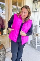 Helena High Neck Zip Up Quilted Vest [S-3X] - Be You Boutique