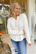 Elijah V Neck Half Button Long Sleeve Henley Top - Be You Boutique