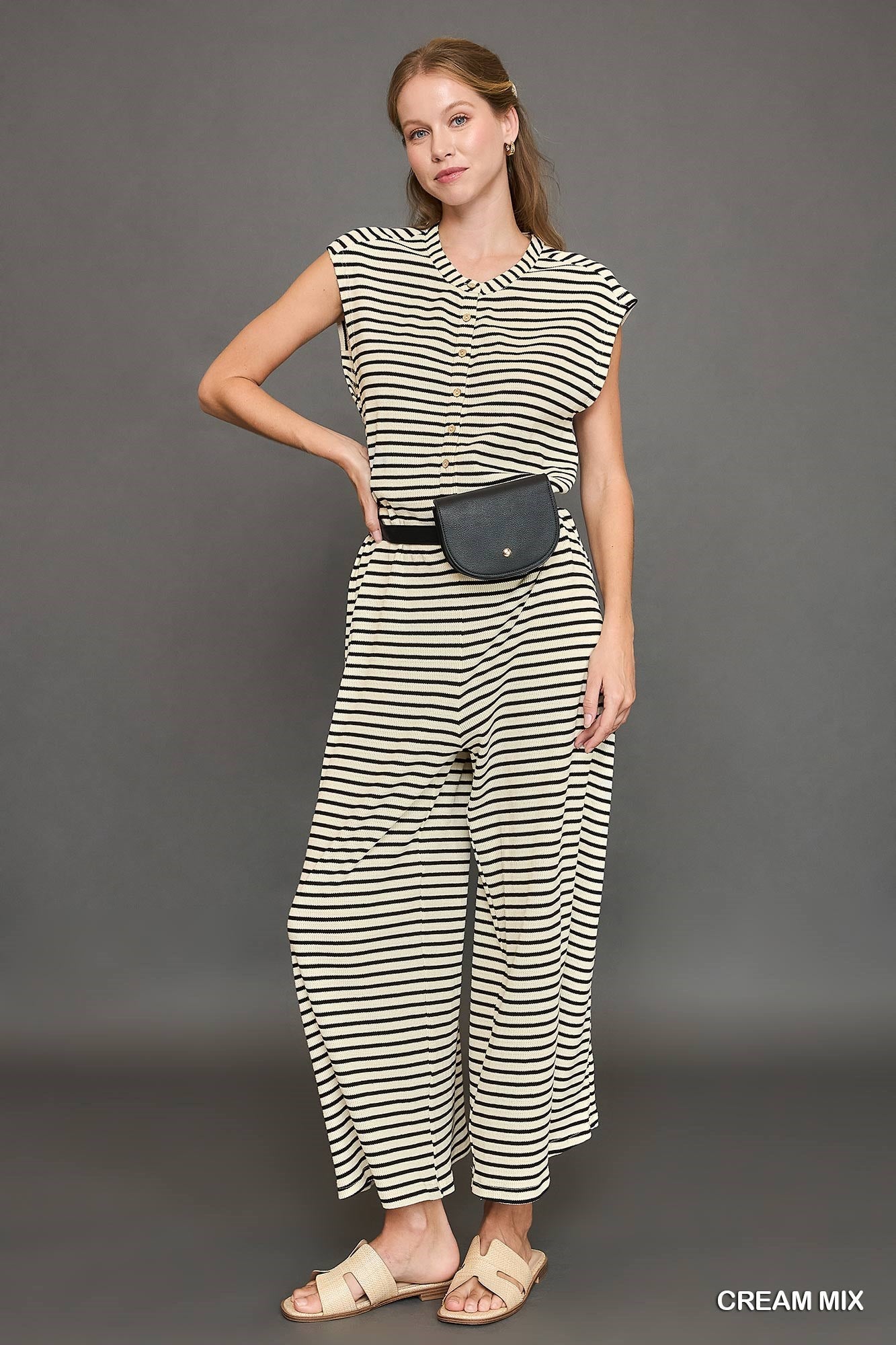 Paige Striped Knit Sleeveless Jumpsuit - Be You Boutique