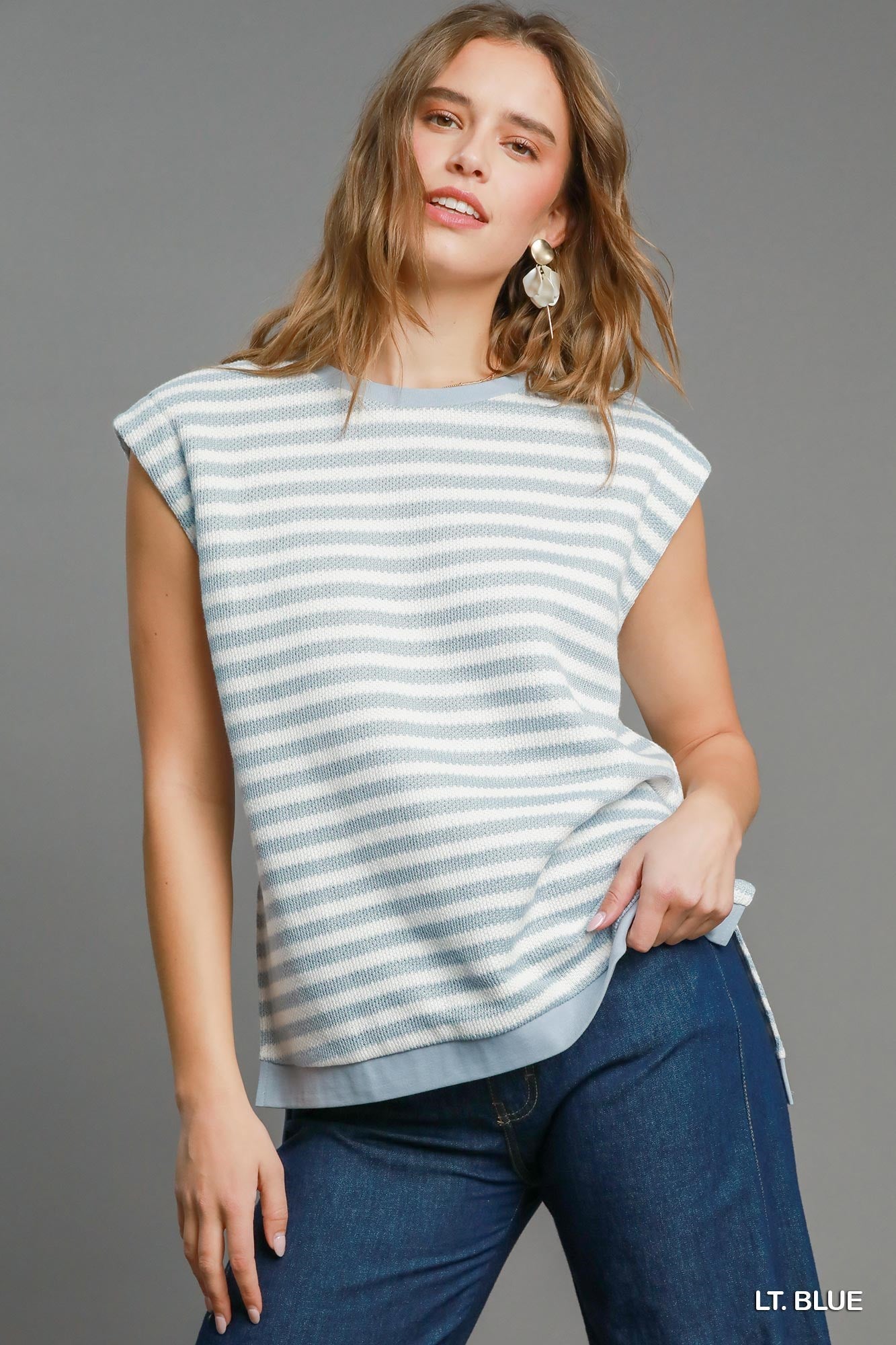 Amy Round Neck Striped Sleeveless Top - Be You Boutique