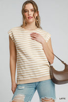 Amy Round Neck Striped Sleeveless Top - Be You Boutique