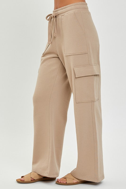 Bershka high waisted wide leg linen pants in sand