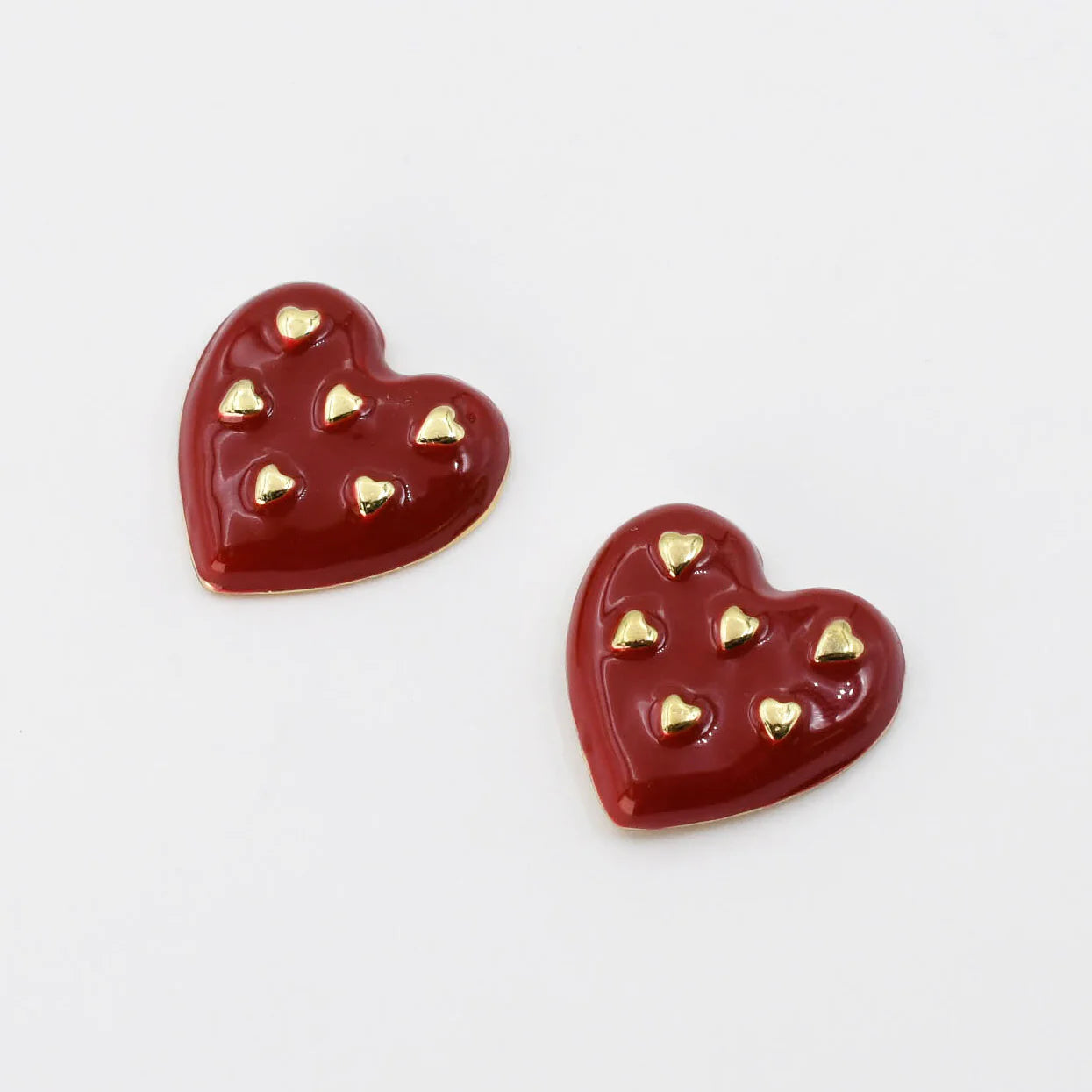 Treasure Jewels Red Multi Heart Earrings - Be You Boutique