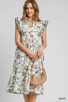 Susie Floral Print Scalloped Ruffle Dress - Be You Boutique