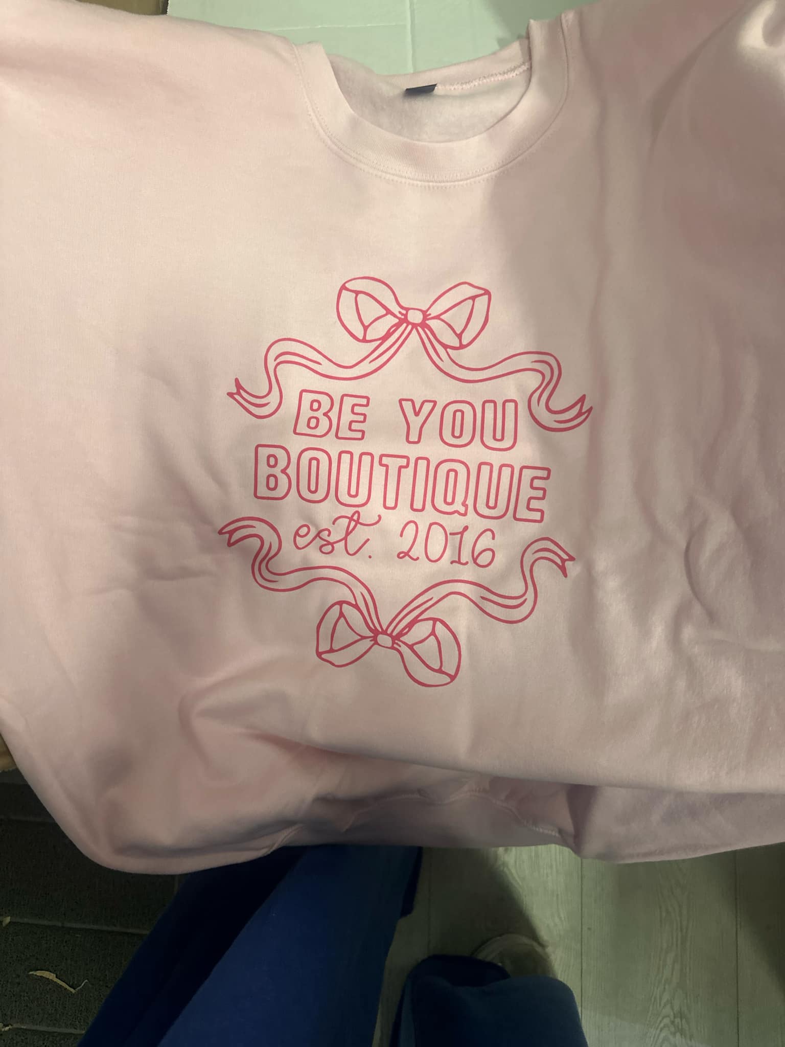 Be You Boutique Bow Long Sleeve Crew Neck Graphic Sweatshirt - Be You Boutique