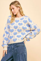 Rosie Textured Heart Pattern Loose Fit Sweaters - Be You Boutique