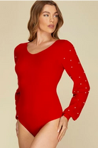 Chrissy Pearl Beaded Long Sleeve Sweater Bodysuit (4 colors) - Be You Boutique