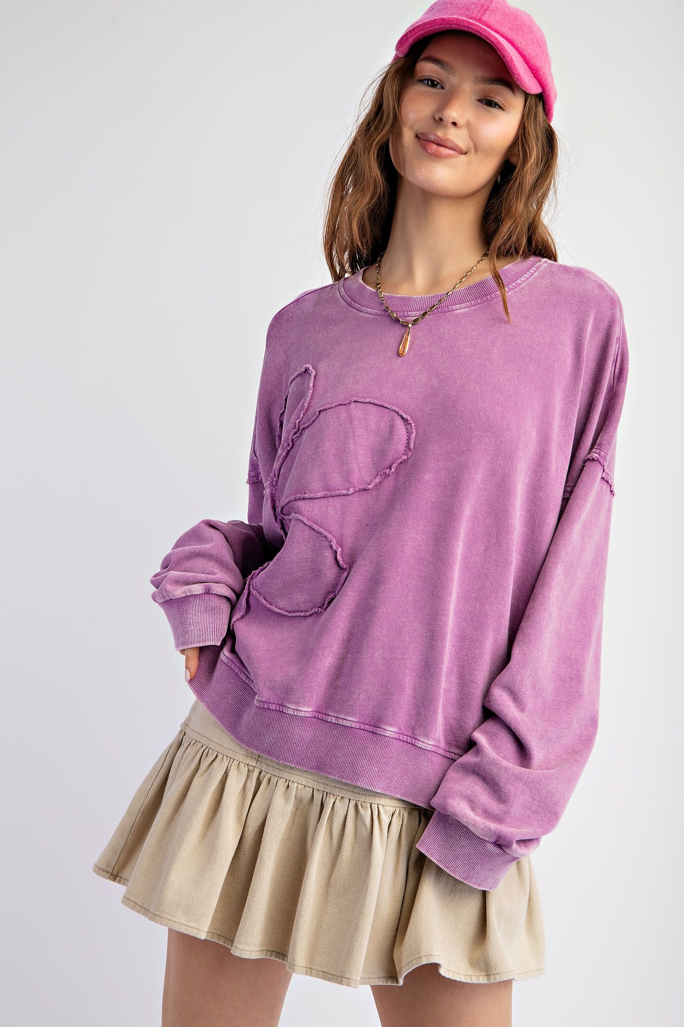 Marcy Long Sleeve Flower Patch Knit Pullover - Be You Boutique