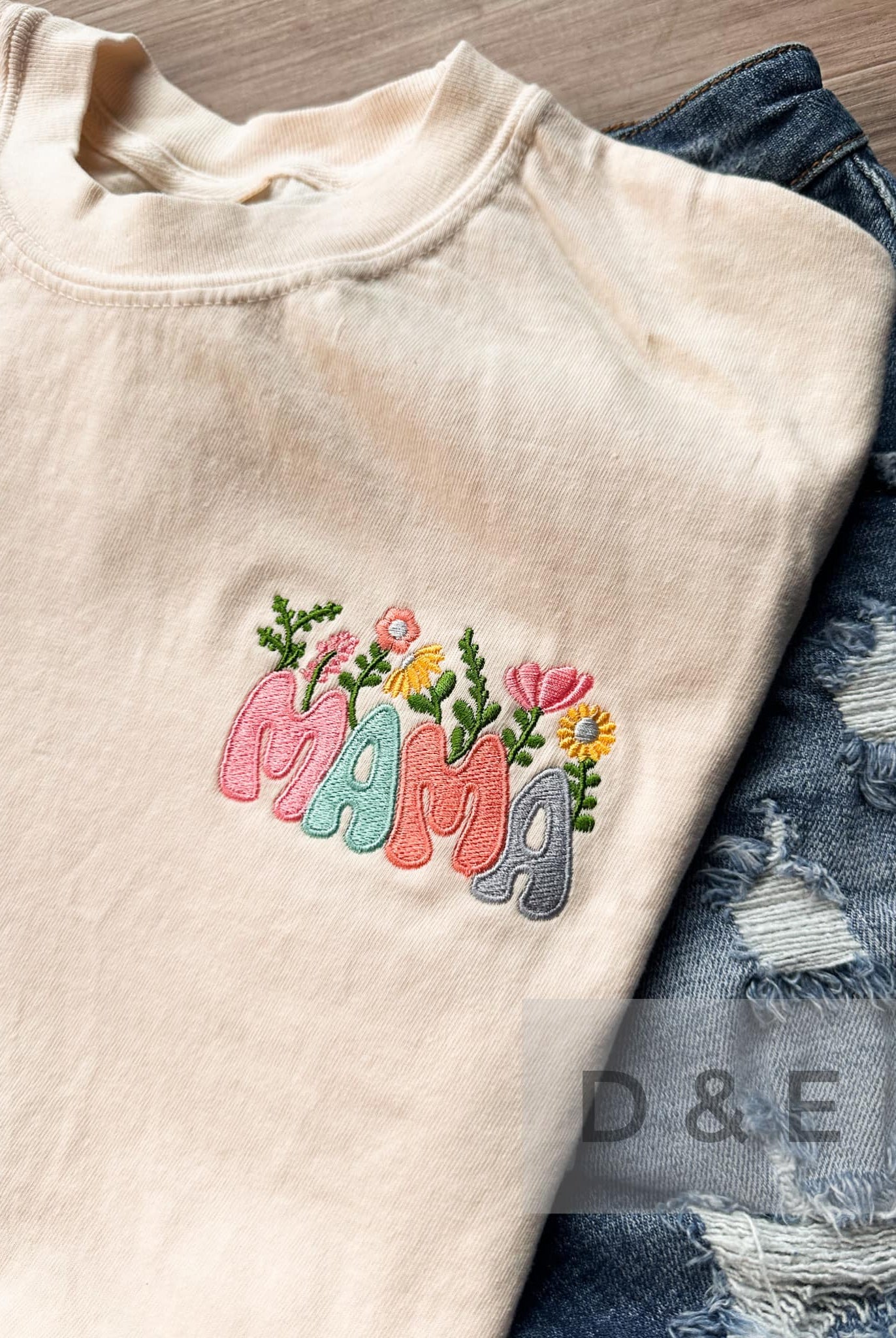 MAMA Colorful Embroidery Comfort Color Tee - Be You Boutique
