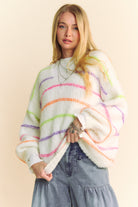 SPRING2025 Leonora Multi Color Stripe Drop Shoulder Sweater - Be You Boutique