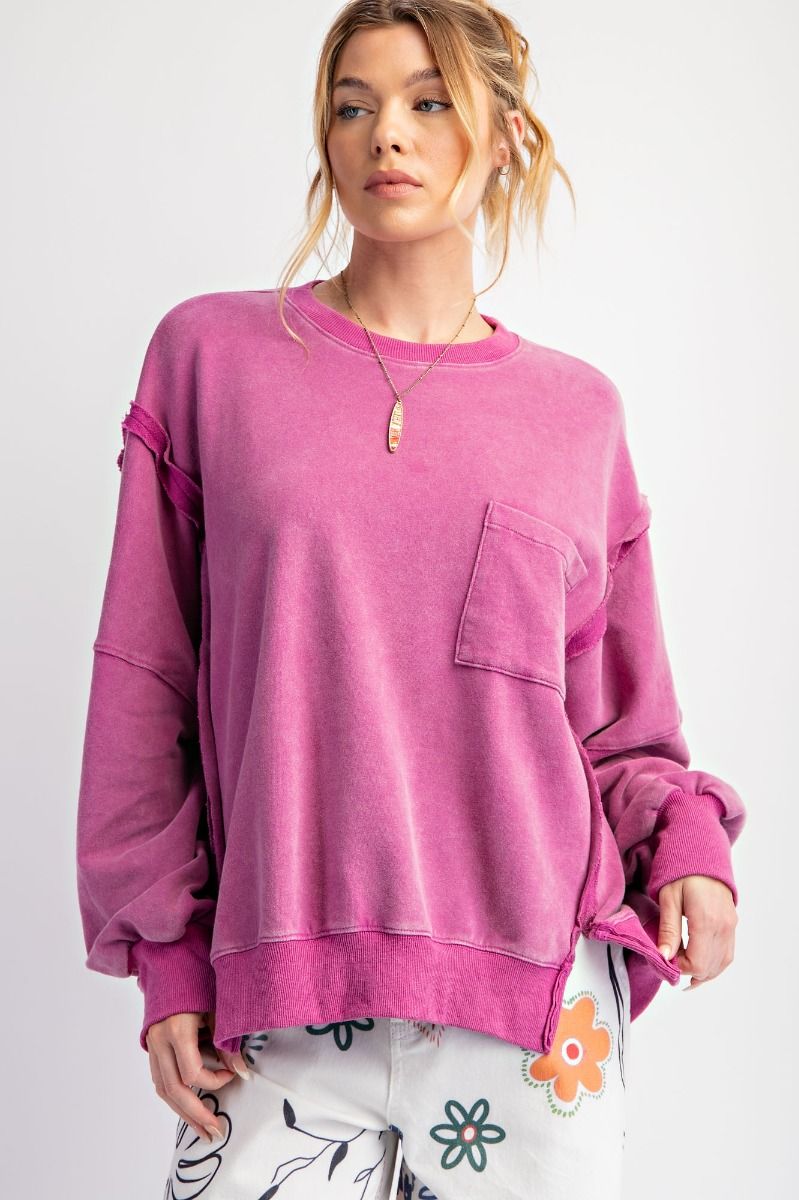 Robbie Reverse Seam Detail Long Sleeve Top - Be You Boutique