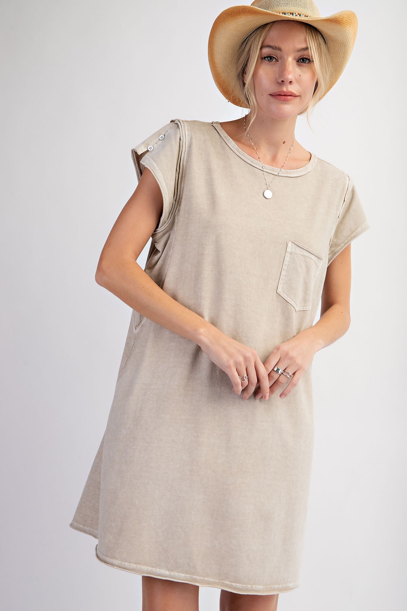 Clark Mineral Washed Cap Sleeve Knit Dress - Be You Boutique