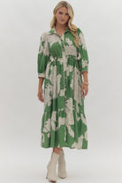 SPRING2025 Lizzie Floral Print Button Up Midi Dress - Be You Boutique