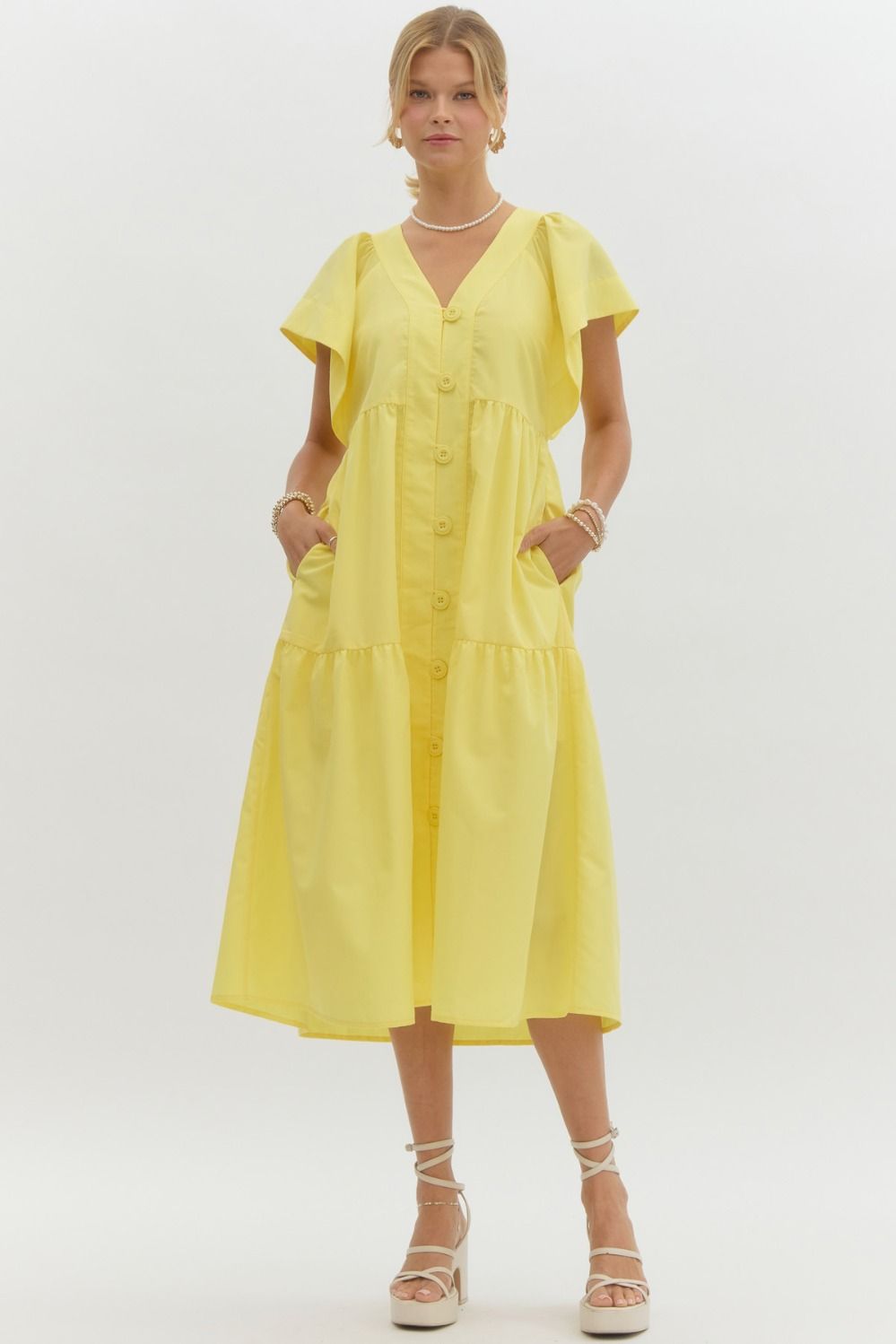 Sunny Flutter Sleeve Midi Dress - Be You Boutique