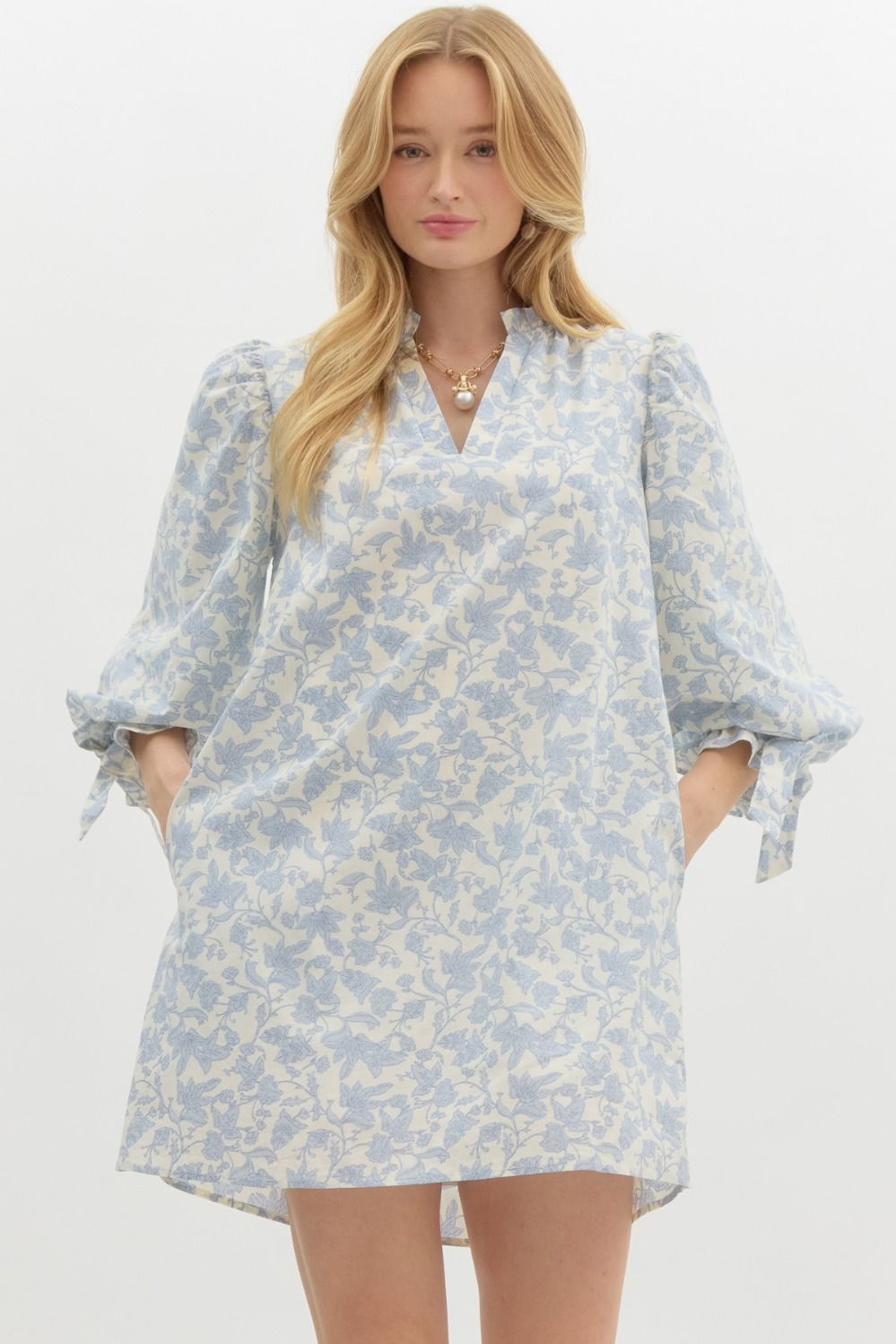 Kylie Floral Ruffle V Neck Dress - Be You Boutique