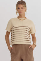 Ruth Knit Mock Neck Sleeveless Stripe Top - Be You Boutique