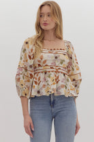 Molly Floral Print Balloon Sleeve Peplum Top - Be You Boutique